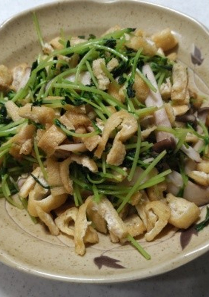 豆苗とエリンギと油揚げの炒め物-レシピのメイン写真