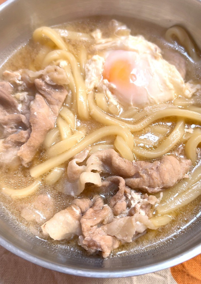 簡単！豚肉と卵のうどん-レシピのメイン写真