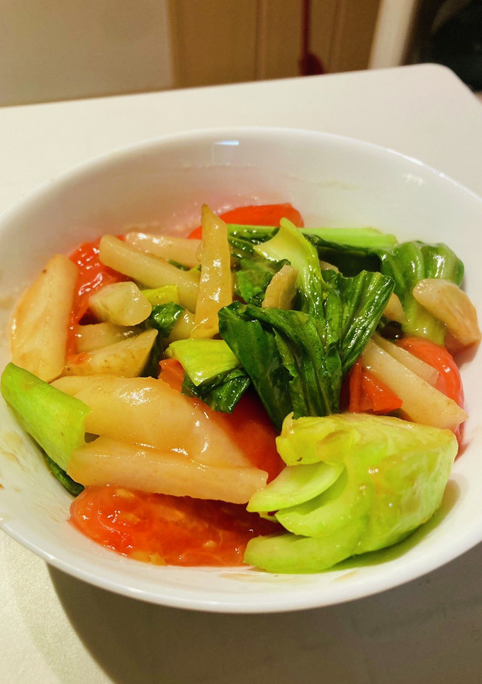 青梗菜とじゃがいも、トマトの中華炒め-レシピのメイン写真