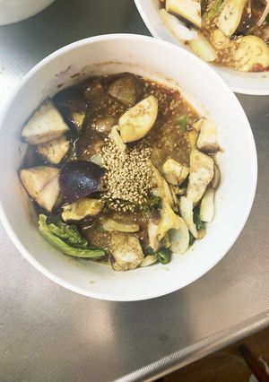 根菜茄子白菜ウスター梅ごま味温野菜サラダ-レシピのメイン写真