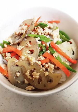 彩りそぼろ丼〜食物繊維どっさり編〜-レシピのメイン写真
