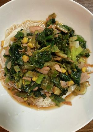 ポン酢が決め手のほうれん草と素麺　31-レシピのメイン写真