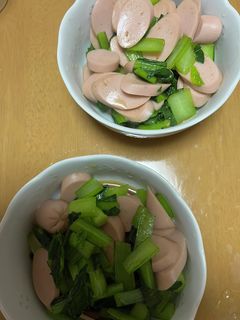 小松菜おさかなソーセージ炒め♪-レシピのメイン写真