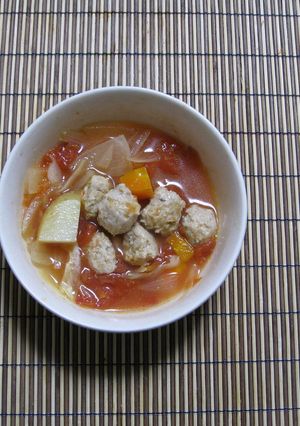 チーズ＆バジル　鶏団子スープ-レシピのメイン写真