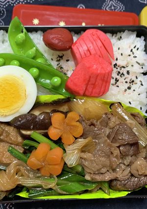 2/23 ﾖｯﾁｬﾝ☆すき焼き弁当　-レシピのメイン写真