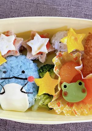 すみっこぐらしとかげ　とカエルキャラ弁-レシピのメイン写真