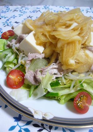 ゆで豚豆腐の新玉ドレッシングのせ-レシピのメイン写真