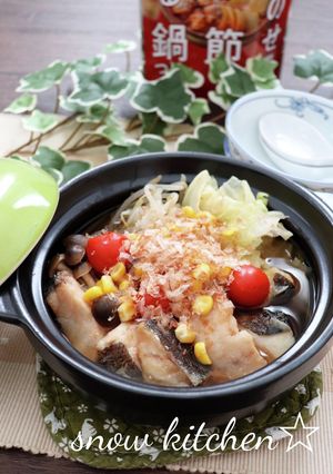 あとのせ鰹節が香る♪鱈と野菜のトマト鍋-レシピのメイン写真