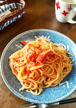 かにかまのトマトクリームスパゲッティ-レシピのメイン写真