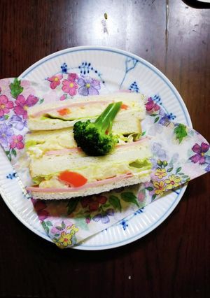 ハム、ポテトサラダのサンドイッチ-レシピのメイン写真
