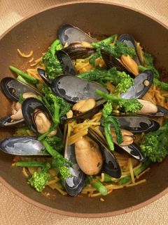ムール貝と菜の花のパスタパエリア-レシピのメイン写真