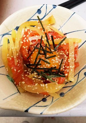 サーモンとたくわんのユッケ-レシピのメイン写真