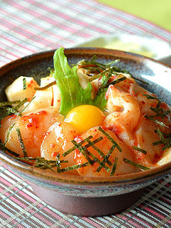 ホタテとタコ、角切り長芋の海鮮キムチ丼♪-レシピのメイン写真