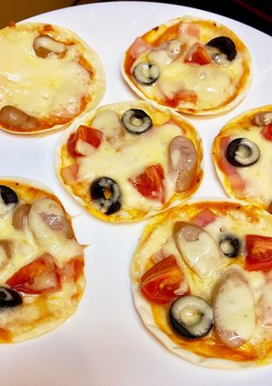 調理実習　餃子の皮ピザ作り-レシピのメイン写真