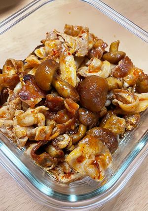 背徳グルメ！豚キムチ＋なめこ！-レシピのメイン写真