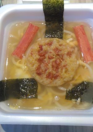 レンチンでお手軽うどんV24えび天海苔-レシピのメイン写真