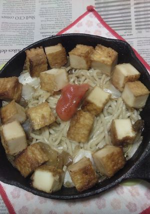 絹厚揚げ・白菜・玉ねぎの焼きうどん＋明太-レシピのメイン写真