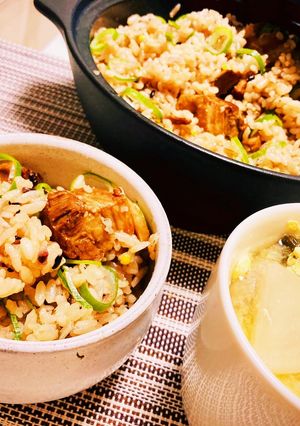 土鍋で豚の角煮炊き込みご飯-レシピのメイン写真