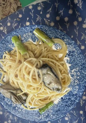 牡蠣とアスパラのクリームパスタ-レシピのメイン写真