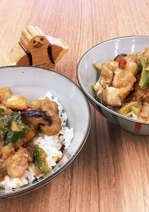 【大崎市】鶏と野菜の甘辛煮丼【ご飯泥棒】-レシピのメイン写真