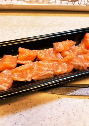 簡単&時短サーモンの刺身まな板包丁不要-レシピのメイン写真