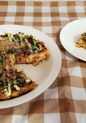 水切ﾘﾖｰｸﾞﾙﾄのお好み焼き♪-レシピのメイン写真