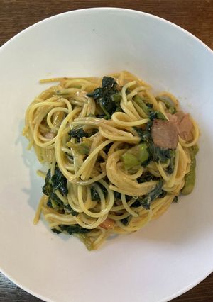タイ風　ほうれん草とアスパラのパスタ39-レシピのメイン写真