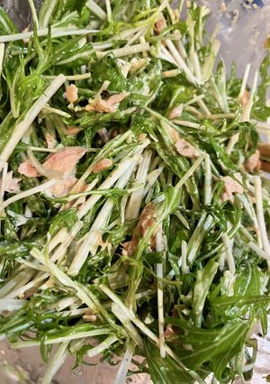 柚子胡椒香る水菜とツナのサラダ-レシピのメイン写真