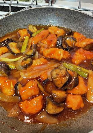 鶏胸肉とナスの簡単酢鶏-レシピのメイン写真
