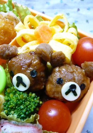 キャラ弁☆ミートボールでリラックマ-レシピのメイン写真