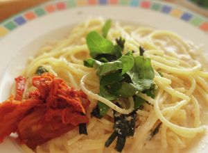 ワンパン　明太キムチの豆乳クリームパスタ-レシピのメイン写真