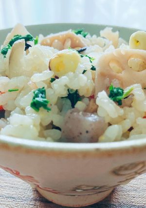 ヨモギ入りかやくご飯　まさに加薬♪-レシピのメイン写真