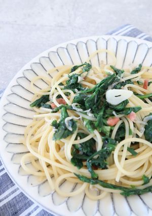 春菊としらすの梅パスタ-レシピのメイン写真