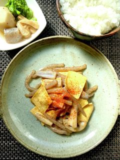 湯葉とレンコンの中華炒め定食-レシピのメイン写真