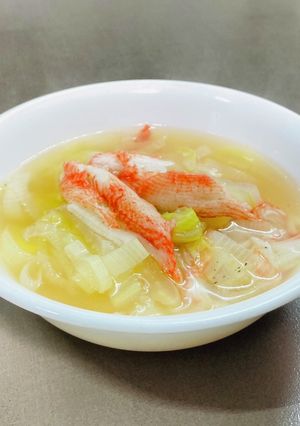 白菜＆安土信長葱＆カニカマの中華スープ-レシピのメイン写真