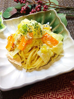 ツナと春キャベツのだしマヨパスタ-レシピのメイン写真