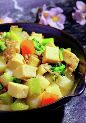 高野豆腐とたっぷり野菜の甘辛味噌煮-レシピのメイン写真