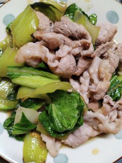 チンゲン菜とブタ肉のシンプル炒め-レシピのメイン写真