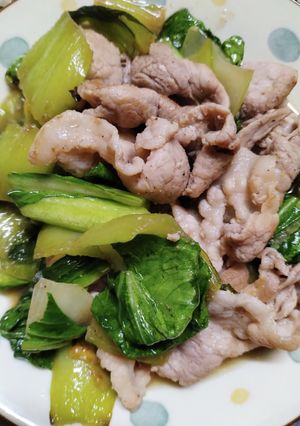 チンゲン菜とブタ肉のシンプル炒め-レシピのメイン写真