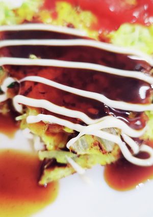 材料2つ！小麦粉不要のお好み焼き風おかず-レシピのメイン写真