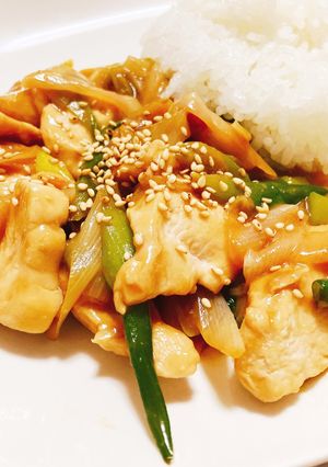 鶏むね肉とネギとシンプル味噌炒め-レシピのメイン写真