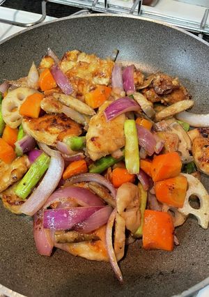 鶏胸肉の生姜焼き根菜編-レシピのメイン写真
