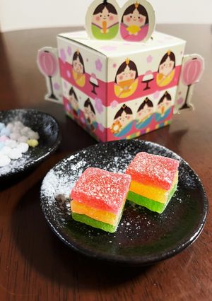 ひな祭りに　寒天ゼリーで簡単に菱餅風に-レシピのメイン写真
