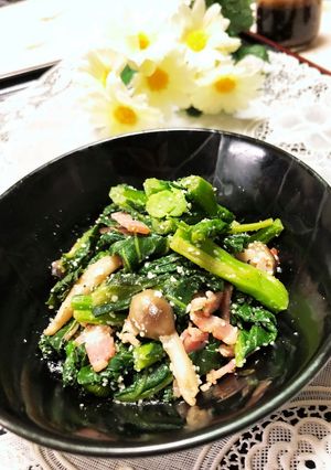 和イタリアン★かき菜のベーコンチーズ炒め-レシピのメイン写真