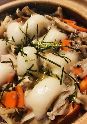 鍋の素活用●鶏肉と餅＆うどんの炭水化物鍋-レシピのメイン写真