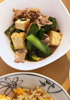 簡単!豚コマと厚揚げ、小松菜煮-レシピのメイン写真