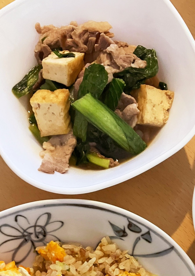 簡単！豚コマと厚揚げ、小松菜煮-レシピのメイン写真