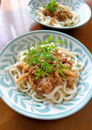 ランチに★低コストピリ辛そぼろうどん-レシピのメイン写真