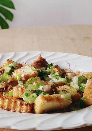 鶏肉と厚揚げの焼肉風☆ネギレモン☆昼ご飯-レシピのメイン写真