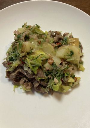 水菜とじゃがいもの牛肉炒め　46-レシピのメイン写真